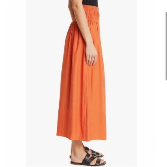 VINCE Burnt Orchid Smocked Waist Cotton Culottes - Picture 3 of 7